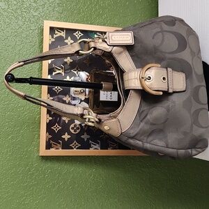 Coach Green And Gold Color Shoulder Bag